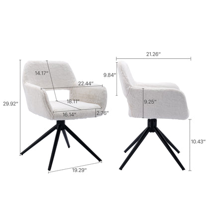 Hengming Accent Chair Set of 2 Dining Chairs,Swivel Dining Chairs,Accent Desk Chair with Metal Legs Leisure Armchair Elegant Metal Leg,Rotate Left and Right 90 Degrees