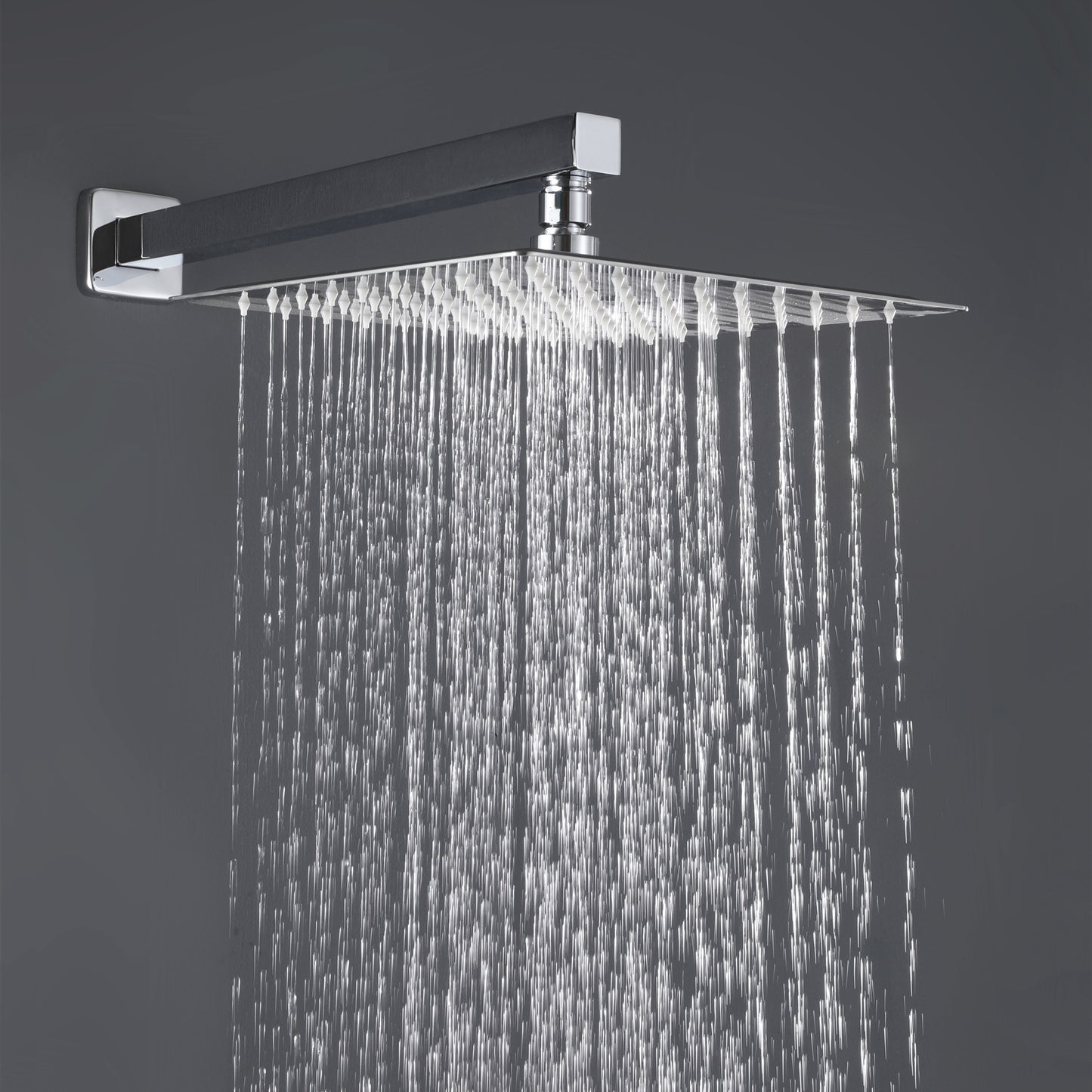 Trustmade Wall Mounted Square Rainfall Pressure Balanced Complteted Shower System with Rough-in Valve, 3 Function, 10 inches Chrome - 3W02