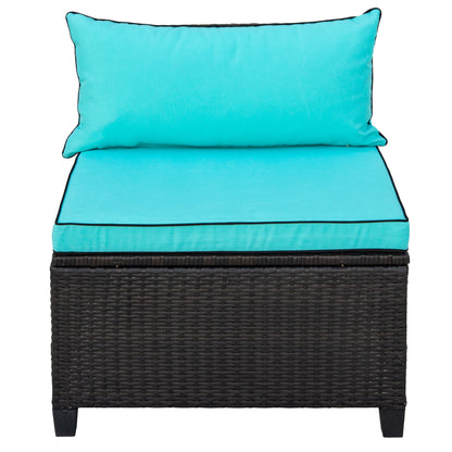 U-style Quality Rattan Wicker Patio Set, U-Shape Sectional Outdoor Furniture Set with Cushions and Accent Pillows