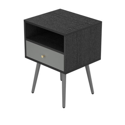 Update Modern Nightstand with 1Drawers, Suitable for Bedroom/Living Room/Side Table (Dark Grey)