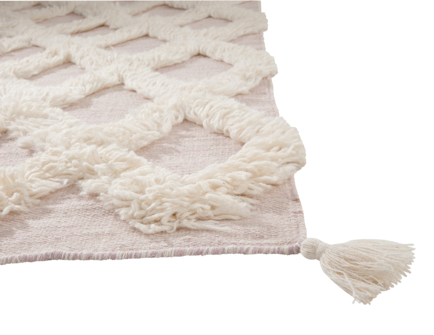 Blush Wool Blend Handwoven High-Low Area Rug 8x10