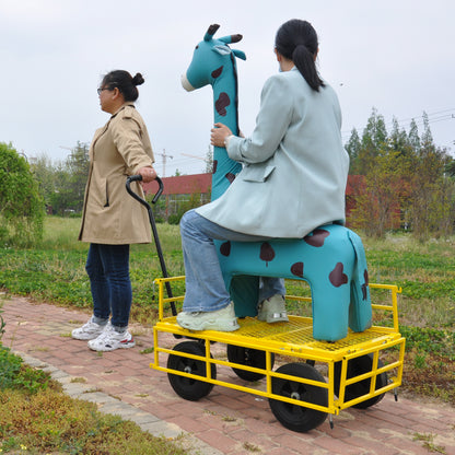 Tools cart Wagon Cart Garden cart trucks make it easier to transport firewood （Yellow colour）