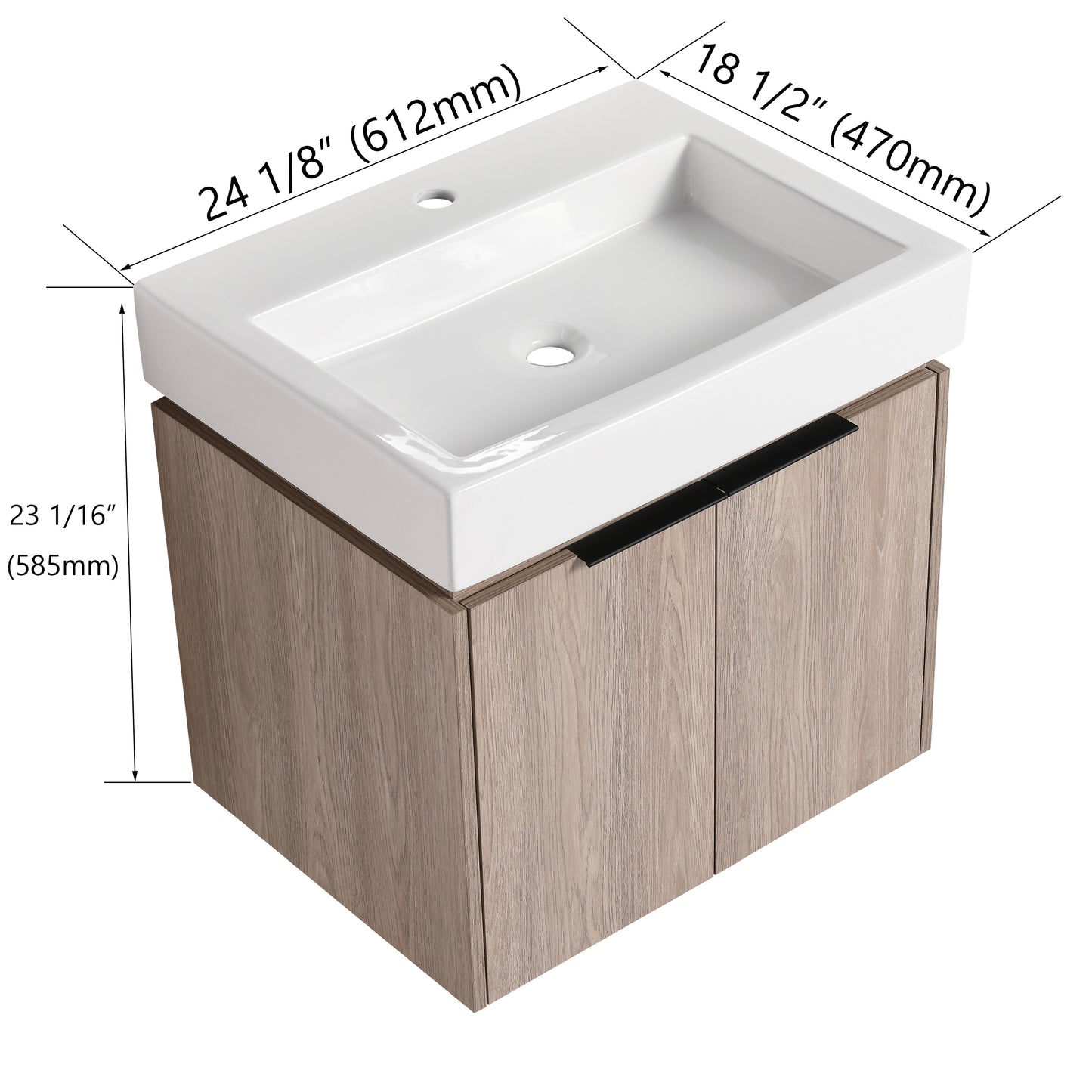 24 Inch Bathroom Vanity With Ceramic Basin  （KD-Packing）