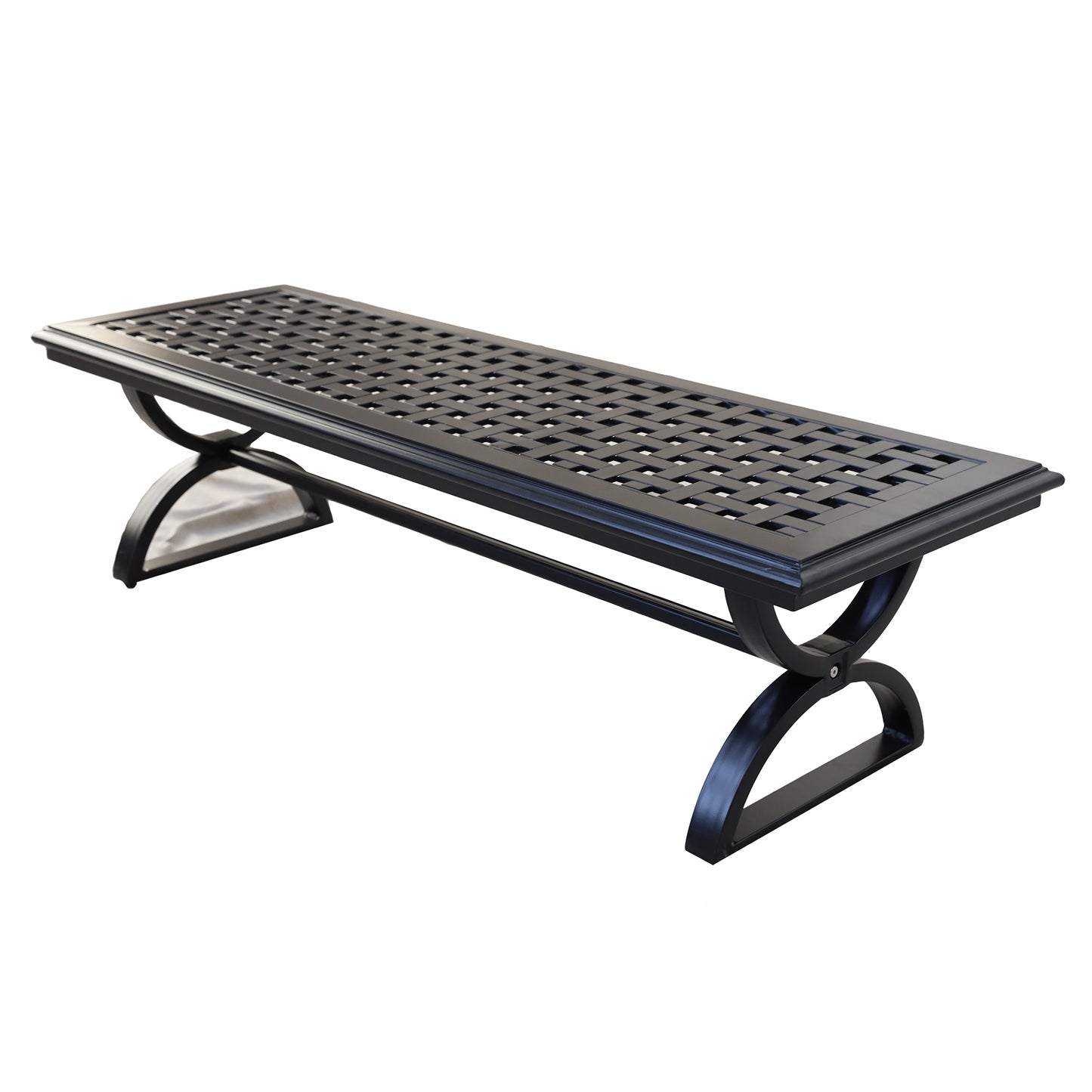 Outdoor Aluminum Bench with Cushion, Black Silk/Cast Silver