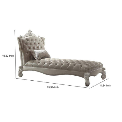 Wooden Chaise with 1 Pillow, Vintage Gray