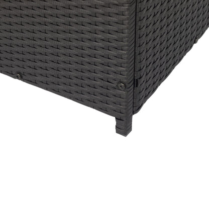 Outdoor Storage Box, 113 Gallon Wicker Patio Deck Boxes with Lid, Outdoor Cushion Storage Container Bin Chest for Kids Toys, Pillows, Towel Black