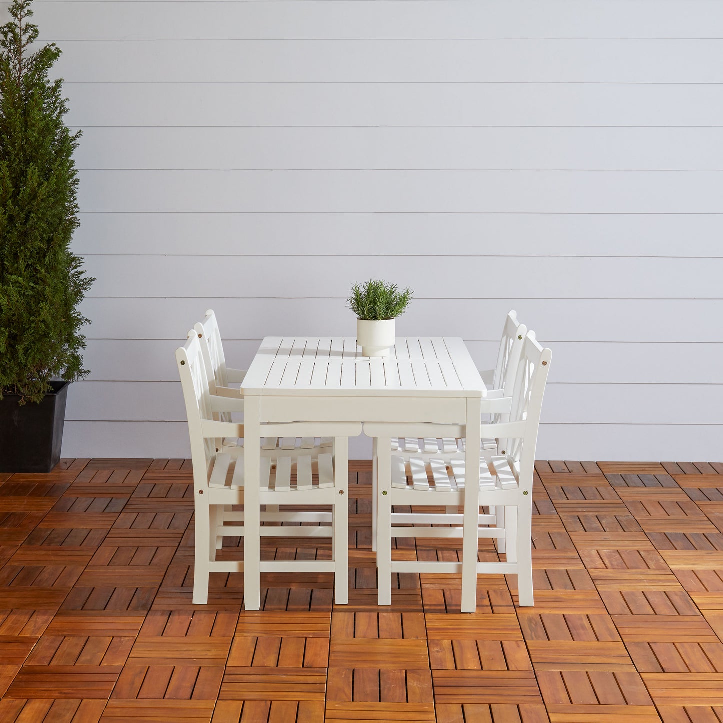 Bradley Outdoor 5-piece Wood Patio Dining Set in White