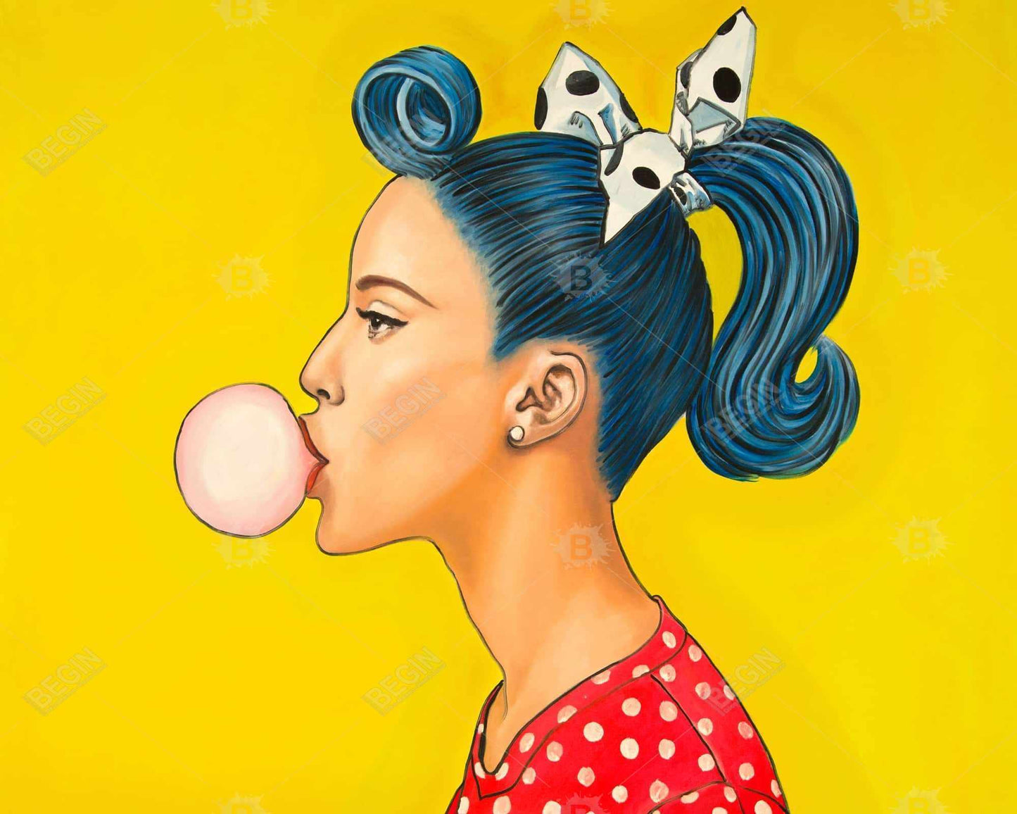 Retro woman with beautiful ponytail - 16x20 Print on canvas