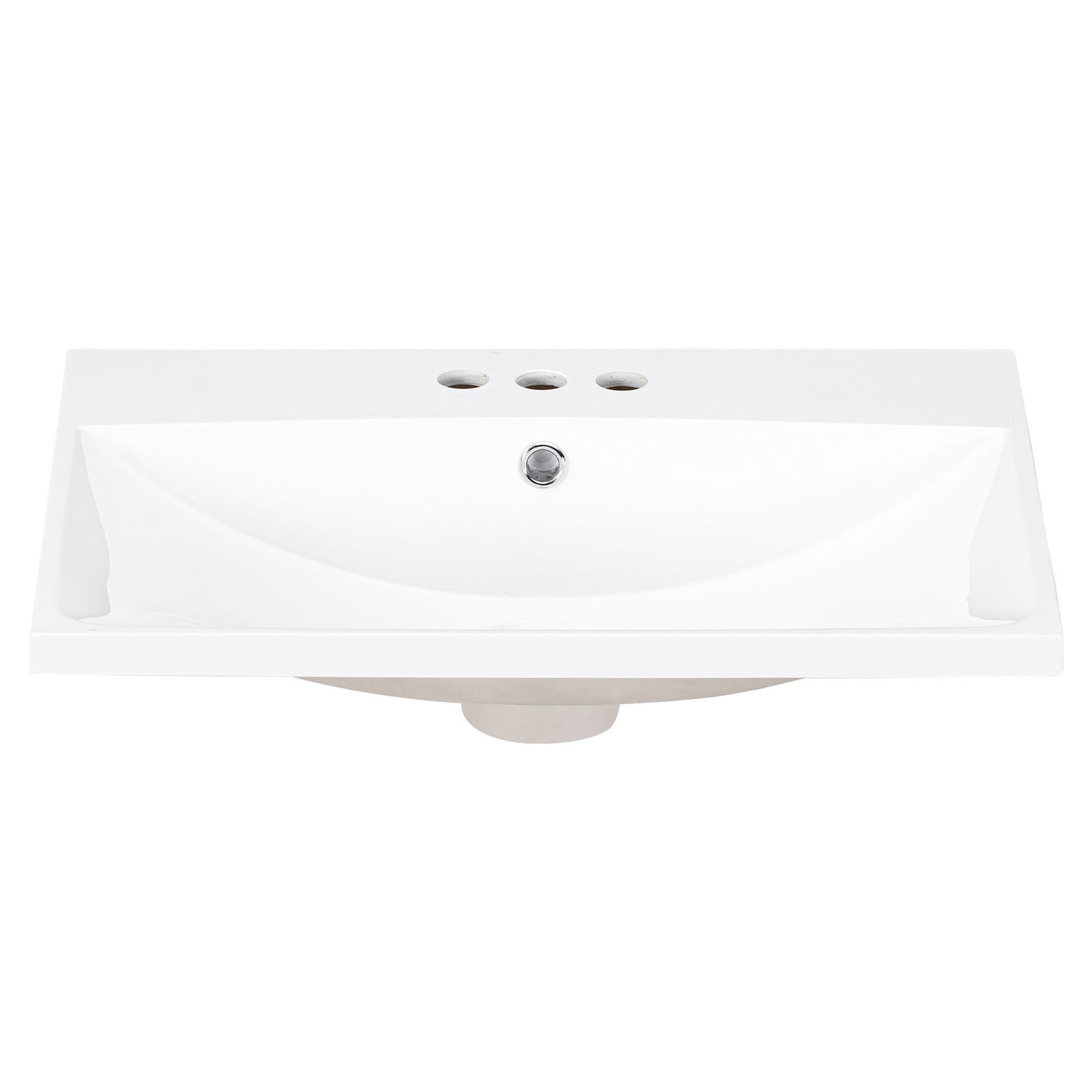 24" Bathroom Vanity Top Only, White Basin, 3-Faucet Holes, 4" Faucet Available, Ceramic