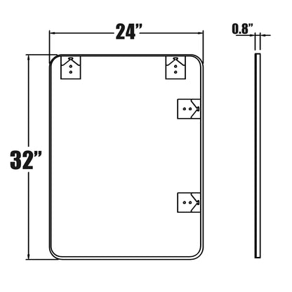 32 x 24 Inch Black Bathroom Mirror for Wall Vanity Mirror with Non-Rusting Aluminum Alloy Metal Frame Rounded Corner for Modern Farmhouse Home Decor