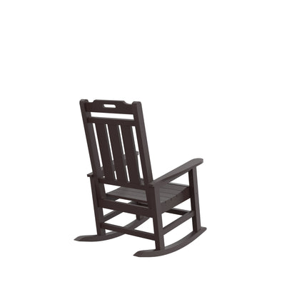 Presidential Rocking Chair HDPE Rocking Chair Fade-Resistant Porch Rocker Chair, All Weather Waterproof for Balcony/Beach/Pool Brown