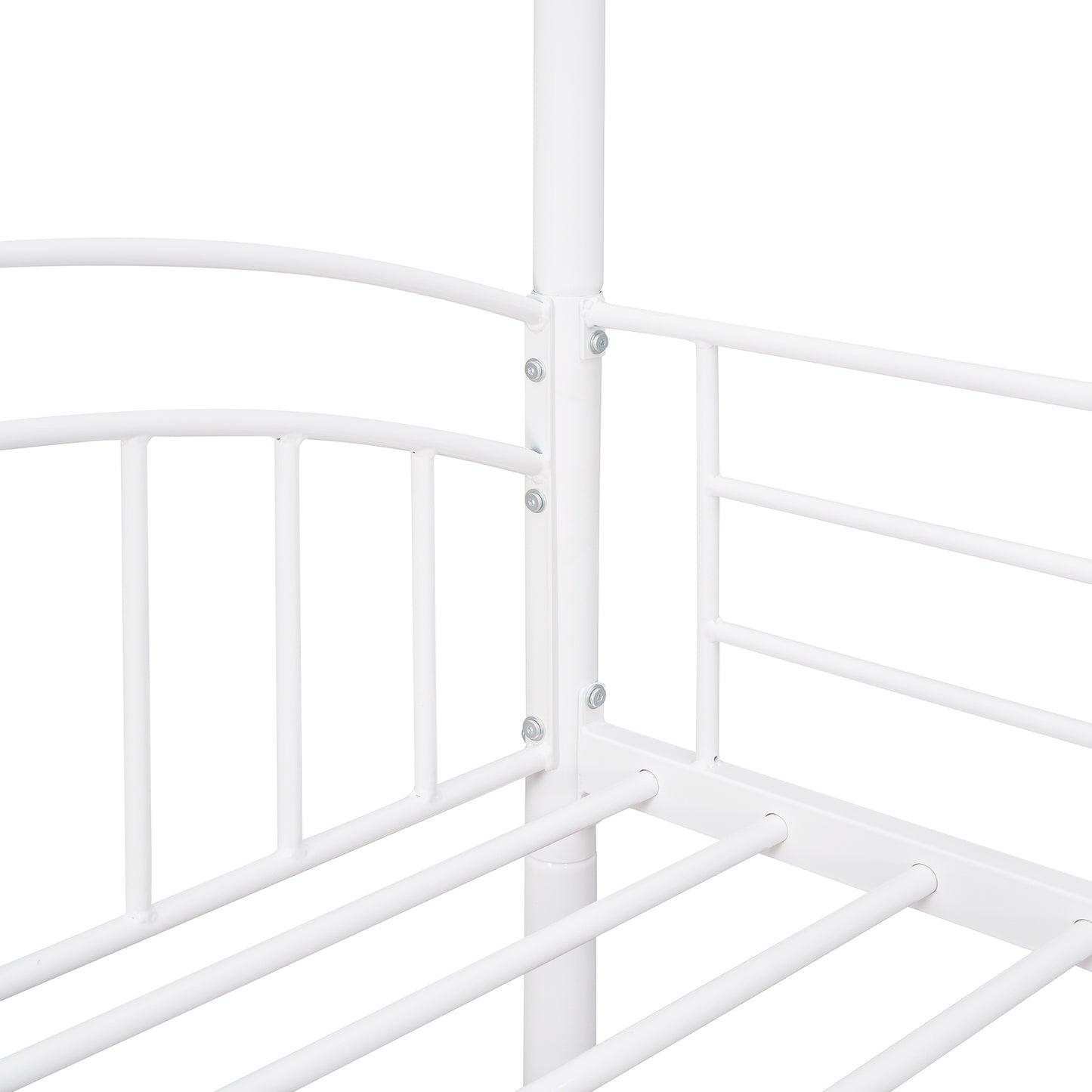 Twin Over Twin Metal Bunk Bed With Slide,Kids House Bed White