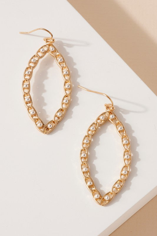 Leaf Shaped Chain Dangling Earrings