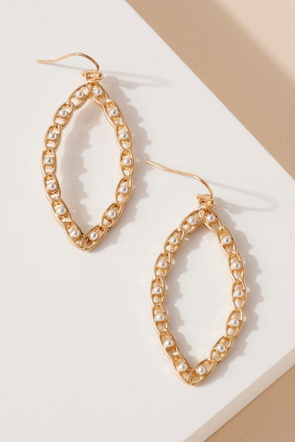 Leaf Shaped Chain Dangling Earrings