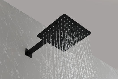 Shower System 10 Inch Square Bathroom Luxury Rain Mixer Shower Combo Set Pressure Balanced Shower System with Shower Head, Hand Shower, Slide Bar, Shower Arm, Hose, and Valve Trim