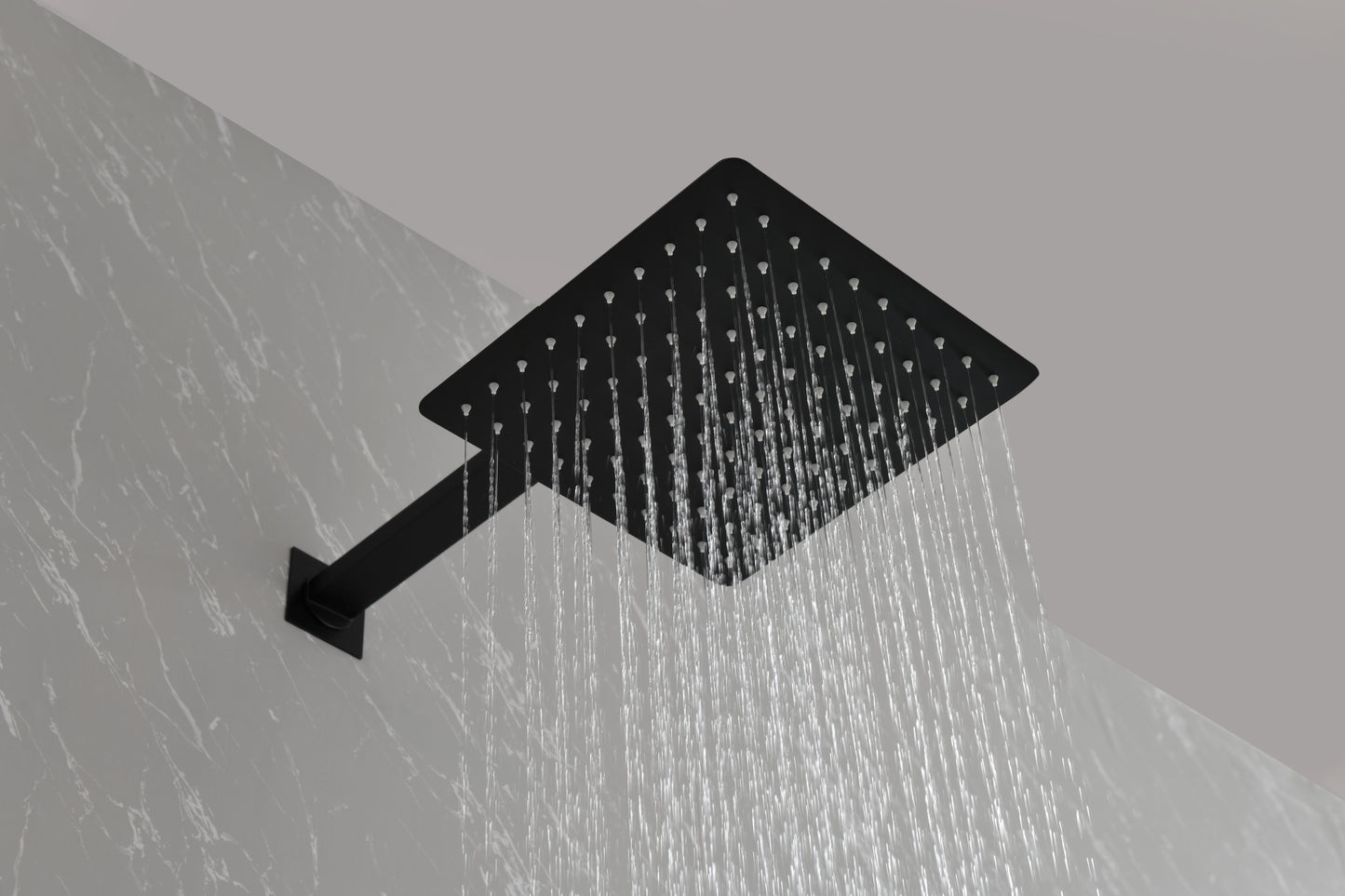 Shower System 12Inch Square Bathroom Luxury Rain Mixer Shower Combo Set Pressure Balanced Shower System with Shower Head, Hand Shower, Slide Bar, Shower Arm, Hose, and Valve Trim