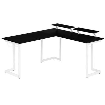 Techni Sport Warrior L-Shaped Gaming Desk, White