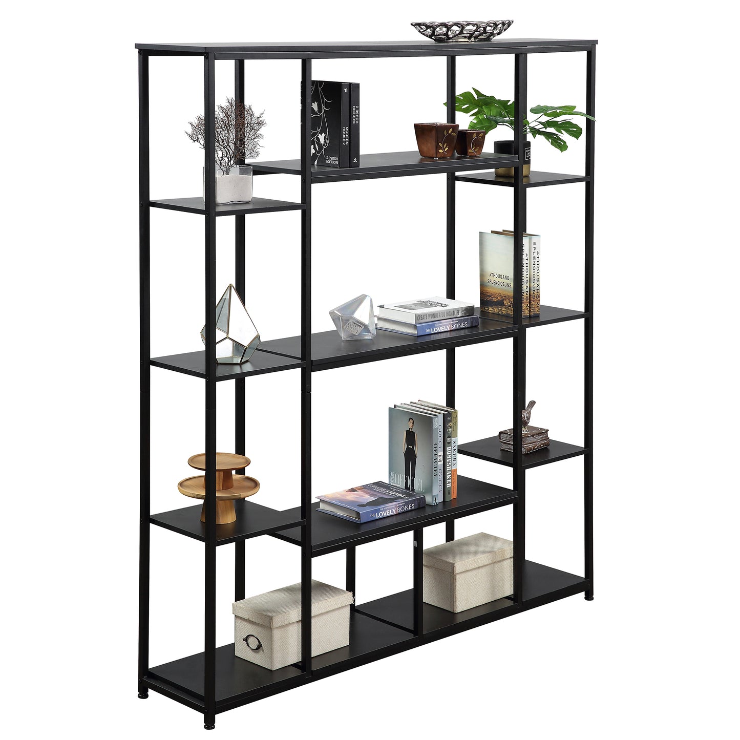 [VIDEO] Bookcase and Bookshelf, Home Office 5 Tier Bookshelf, Open Freestanding Storage Shelf with Metal Frame, Black