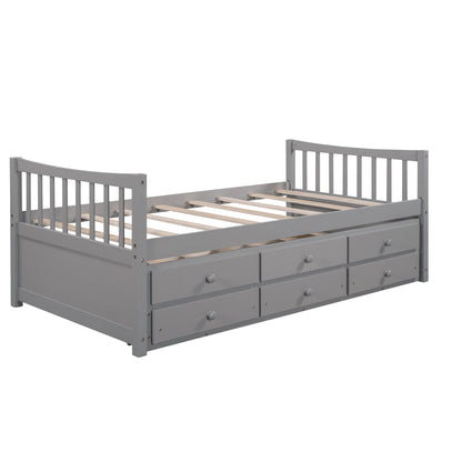 Daybed with Trundle and Drawers, Twin Size, Gray(OLD SKU: LP0000141EAA)