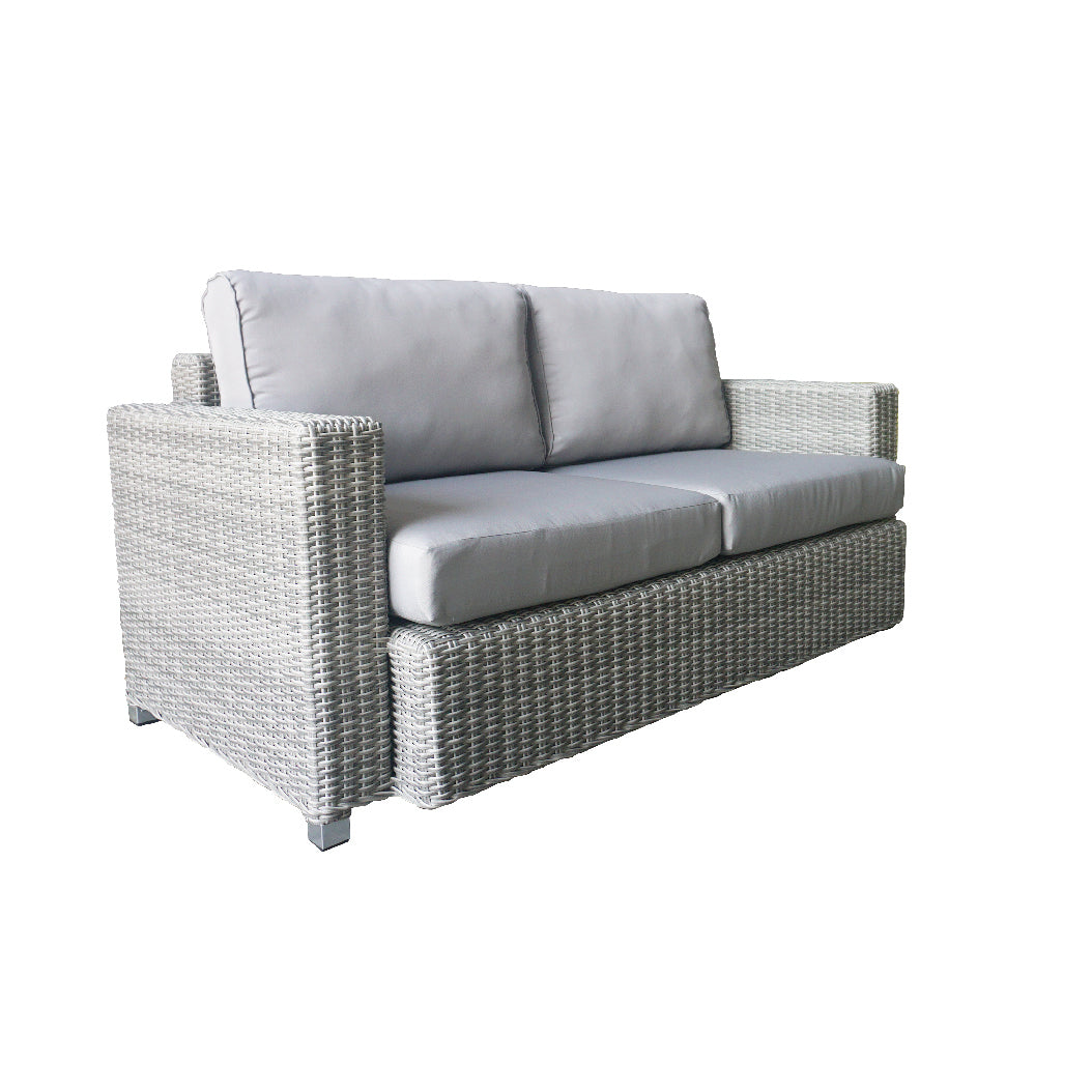 5 Piece Rattan Sectional Seating Group with Cushions (Color:LIGHT GREY)