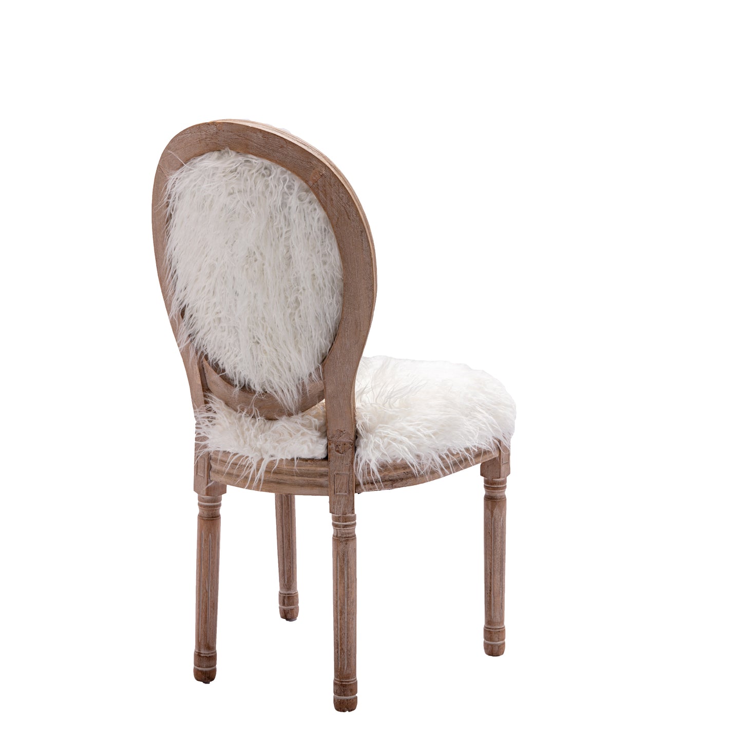 HengMing Faux Fur  French Dining  Chair with rubber legs,Set of 2