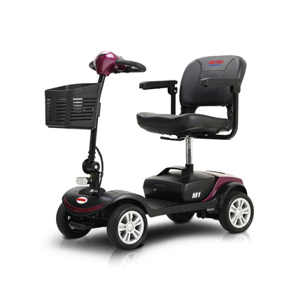 Four wheels Compact Travel Mobility Scooter with 300W Motor for Adult-300lbs, PLUM