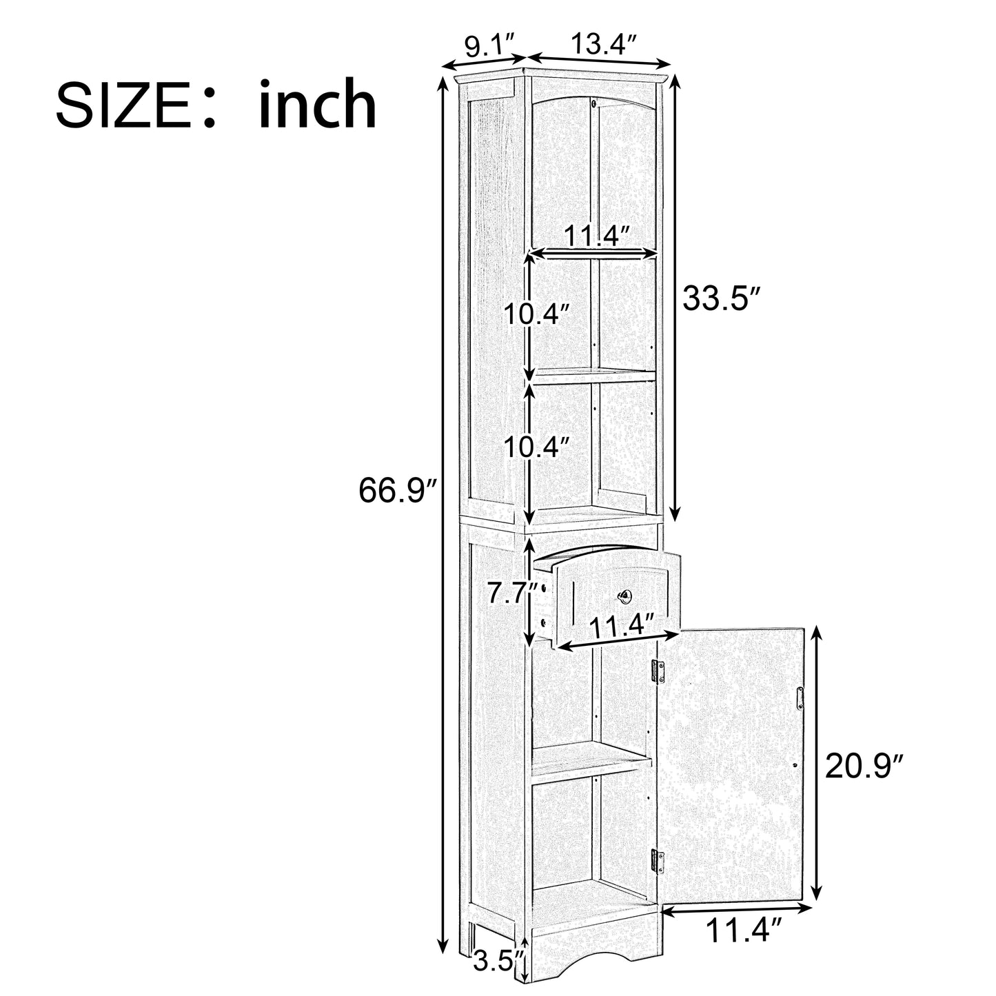 Tall Bathroom Cabinet, Freestanding Storage Cabinet with Drawer, MDF Board, Adjustable Shelf, White