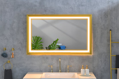 42 in. W x24 in. H Oversized Rectangular Black Framed LED Mirror Anti-Fog Dimmable Wall Mount Bathroom Vanity Mirror