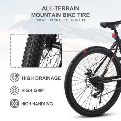 S26102 Elecony 26 Inch Mountain Bike, Shimano 21 Speeds with Mechanical Disc Brakes, High-Carbon Steel Frame, Suspension MTB Bikes Mountain Bicycle for Adult & Teenagers