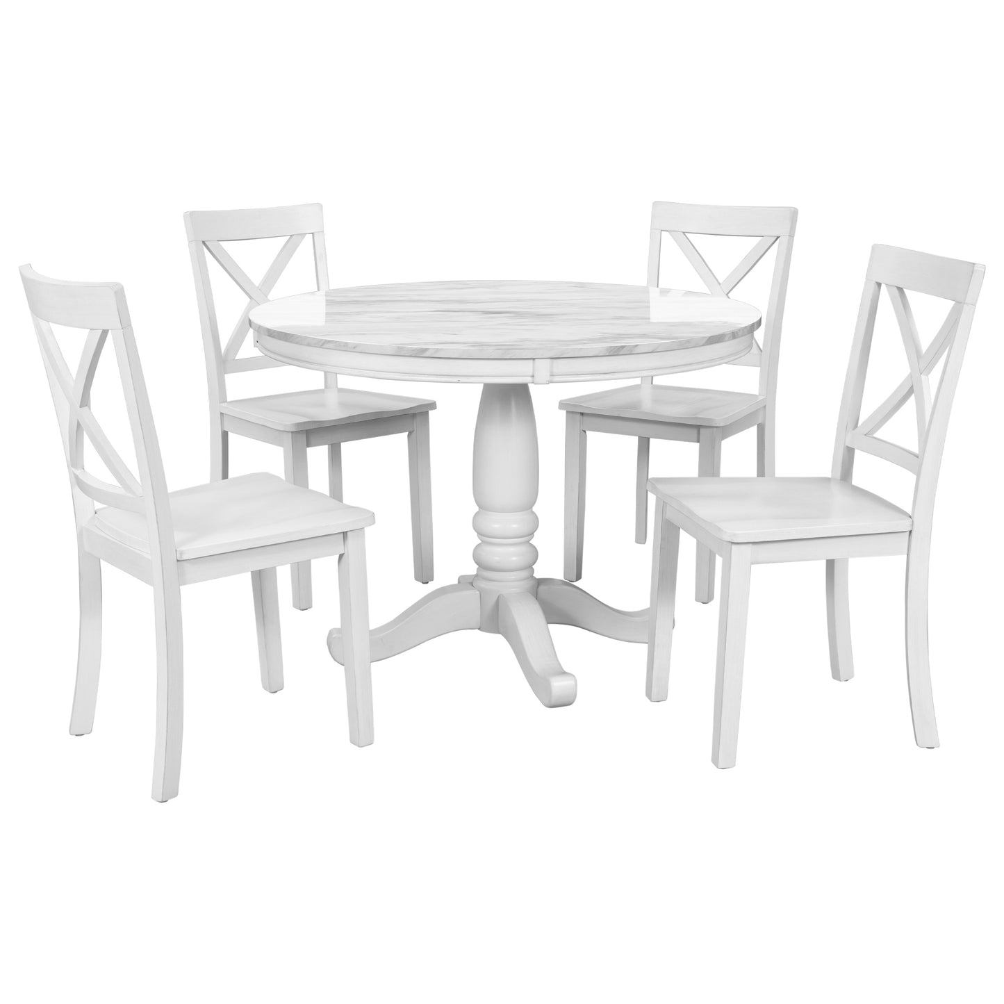 Orisfur. 5 Pieces Dining Table and Chairs Set for 4 Persons, Kitchen Room Solid Wood Table with 4 Chairs