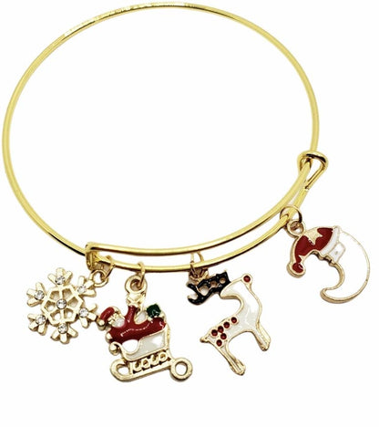 Christmas Snowflake Charm Bracelet - Gold by Fashion Hut Jewelry