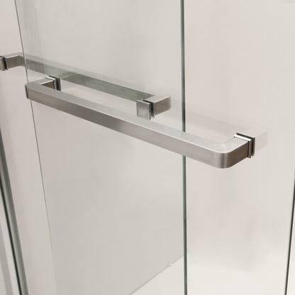 Shower Door 48" W x 76"H Semi-Frameless Bypass Sliding Shower Enclosure, Brushed Nickel
