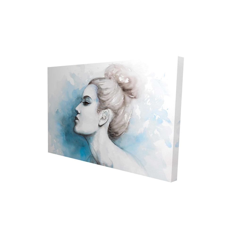 Watercolor abstract girl profile view - 20x30 Print on canvas