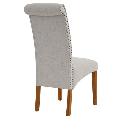 Set of 2 Upholstered Fabric Dining Chairs,Modern High Back Button- linen Kitchen Dining Chairs with Solid Wood Legs and Nailed Trim,Side Chairs Armless Chair Parsons Chair for Kitchen