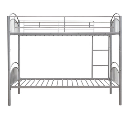 Twin Over Twin Metal Bunk Bed,Divided into Two Beds(Silver)（OLD SKU:MF280424AAN）