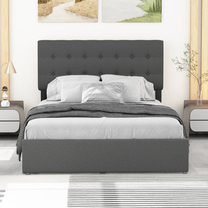 Full Size Upholstered Platform Bed with Underneath Storage Space,Gray