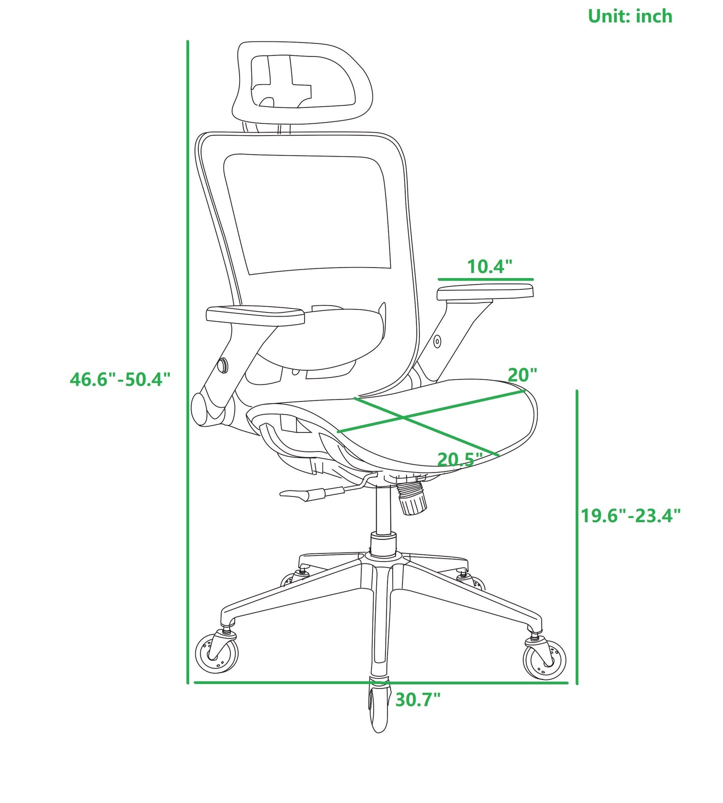 Ergonomic Mesh Office Chair - Rolling Home Desk Chair with 4D Adjustable Flip Armrests,  Adjustable Lumbar Support and Blade Wheels(GREY MESH)