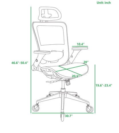 Ergonomic Mesh Office Chair - Rolling Home Desk Chair with 4D Adjustable Flip Armrests,  Adjustable Lumbar Support and Blade Wheels(WHITE MESH)