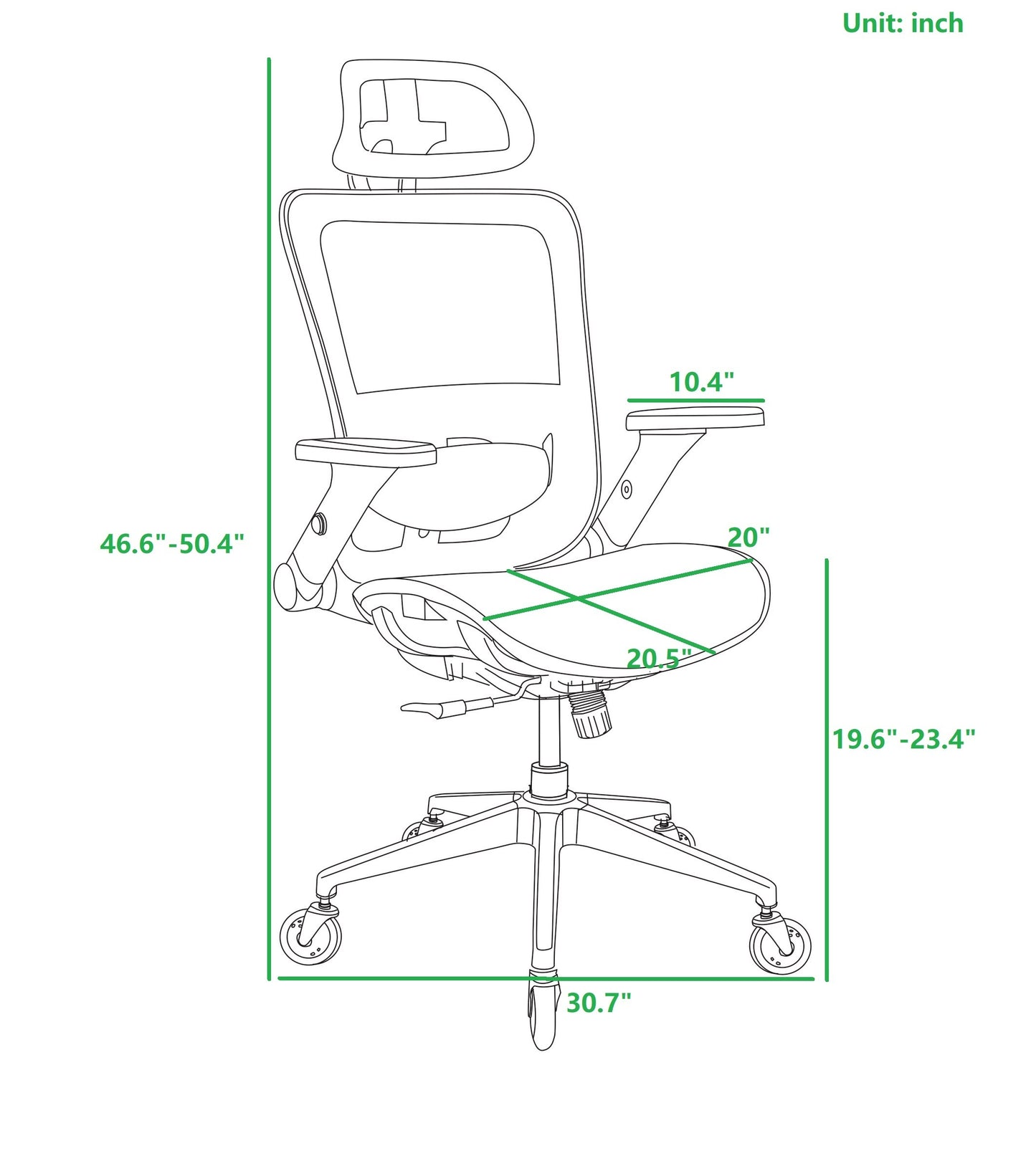 Ergonomic Mesh Office Chair - Rolling Home Desk Chair with 4D Adjustable Flip Armrests,  Adjustable Lumbar Support and Blade Wheels