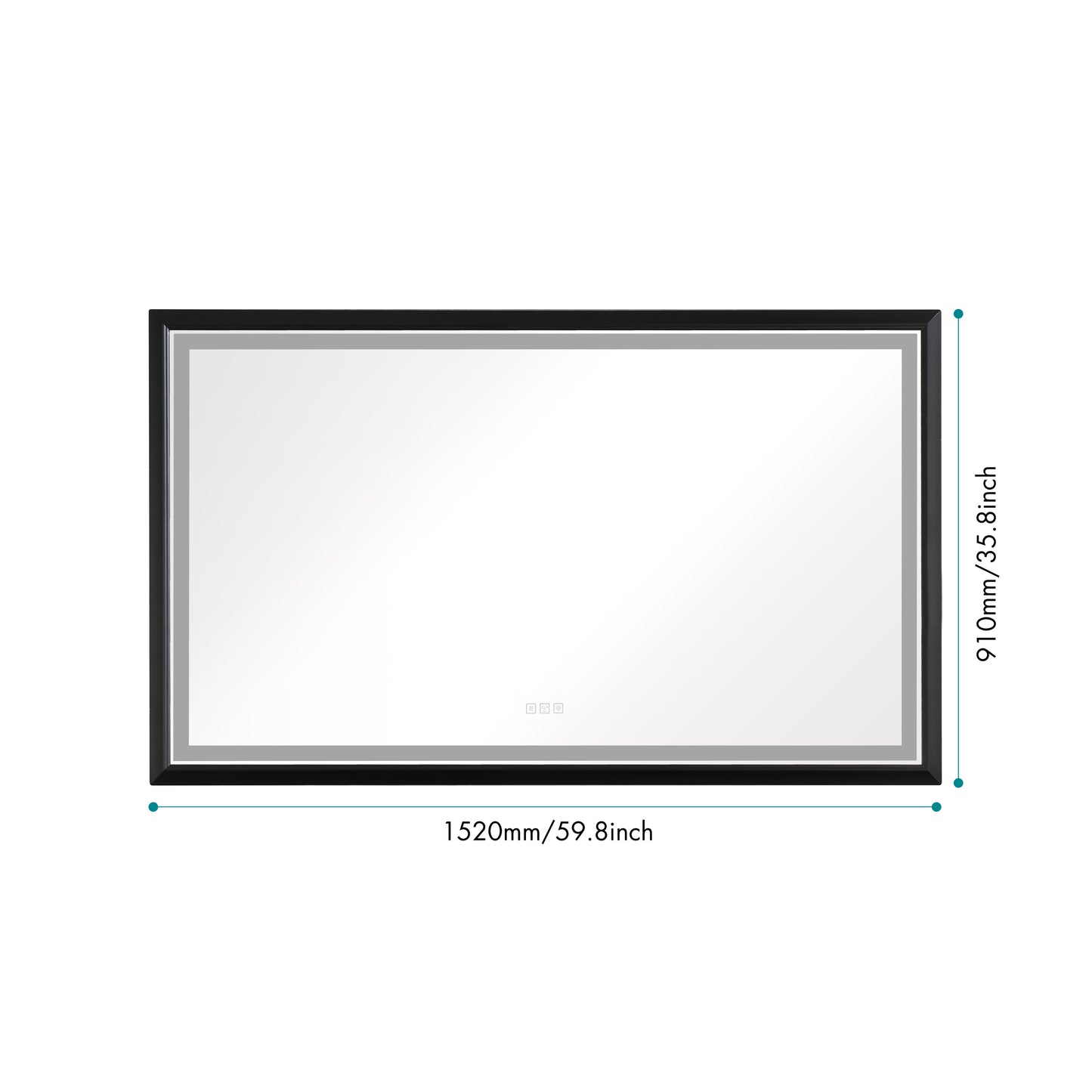 60in. W x 36in. H Oversized Rectangular Black Framed LED Mirror Anti-Fog Dimmable Wall Mount Bathroom Vanity Mirror  Wall Mirror Kit For Gym And Dance Studio 36X 60