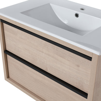 30" Bathroom Vanity with 2/3 Soft Close drawers,  White Ceramic Basin