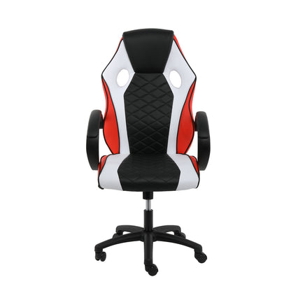 YSSOA Gaming Office High Back Computer Ergonomic Adjustable Swivel Chair, Black/White/Red