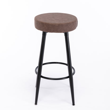 A&A Furniture,Metal Bar Stools,  Round Kitchen Counter Stools, Industrial Round Barstool, Bar Chairs, 28 Inch for Counter Pub Height Set of 2 (Brown)