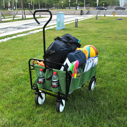 Folding Wagon Garden Shopping Beach Cart (Green)