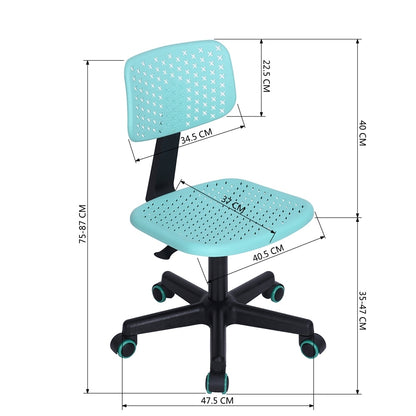 Plastic Children Student Chair; Low-Back Armless Adjustable Swivel Ergonomic Home Office Student Computer Desk Chair; Hollow Star - MINT GREEN