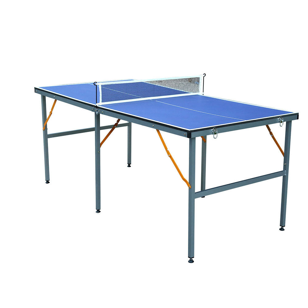 6ft Mid-Size Table Tennis Table Foldable & Portable Ping Pong Table Set for Indoor & Outdoor Games with Net, 2 Table Tennis Paddles and 3 Balls