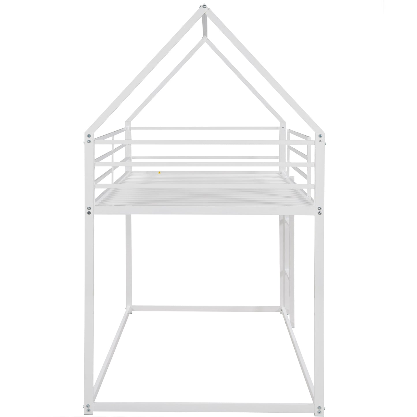 Twin over Twin House Bunk Bed with Built-in Ladder,White