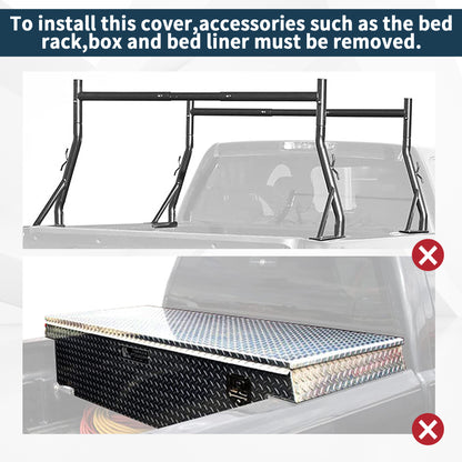 Soft Tri-fold Truck Bed Tonneau Cover for 2014-2018 Chery/GMC Silverado/Sierra 1500 & 2015-2018 Chery/GMC   Silverado/Sierra 2500HD/3500HD  Extra Short Bed 5.8ft bed (w/o Utlity Track)