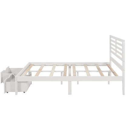 Full Size Platform Bed with Two Drawers, White(OLD SKU:WF198181AAK)