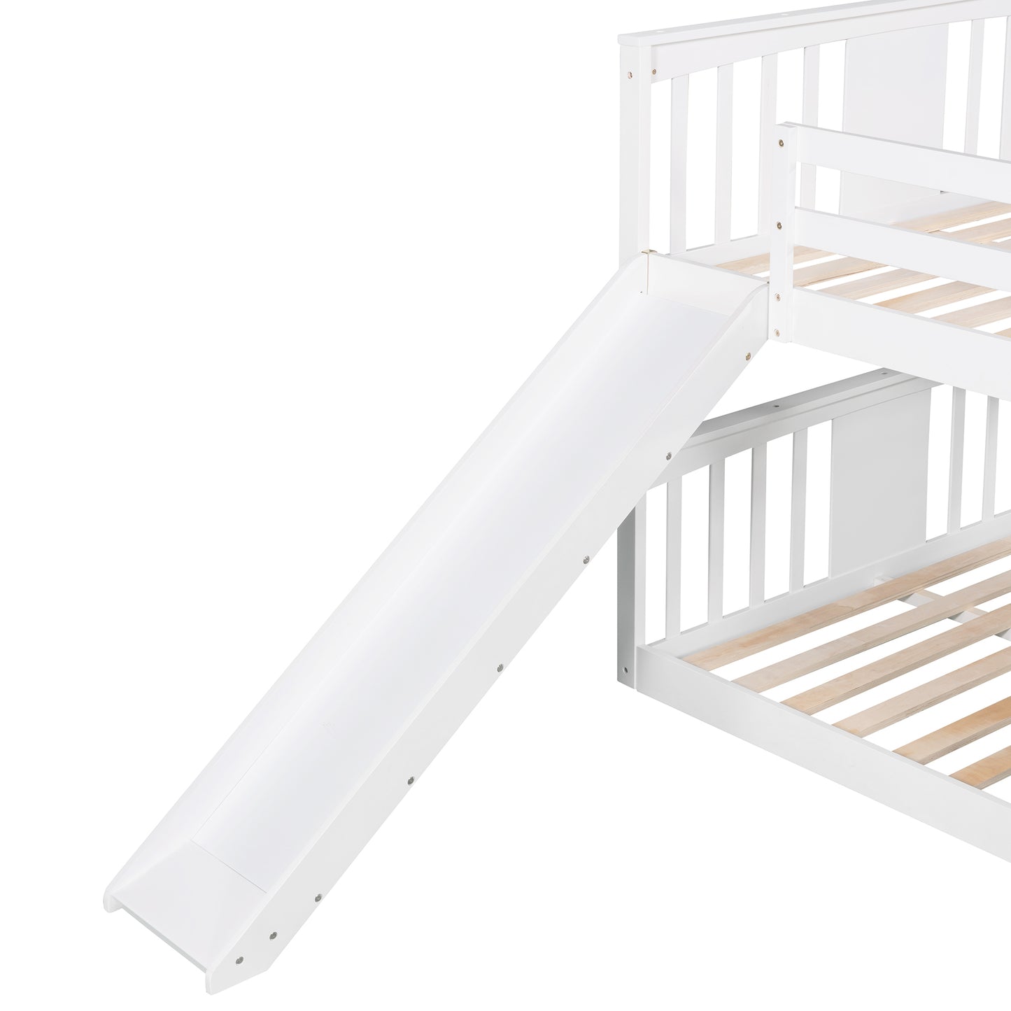 Full Over Full Bunk Bed with Ladder with Slide, White (Old SKU :LP000208AAK)